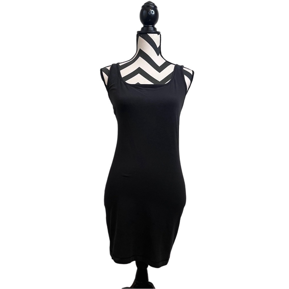 Peruvian Connection Pima Cotton Lycra Sz S Black Minimalist Mini Tank Dress